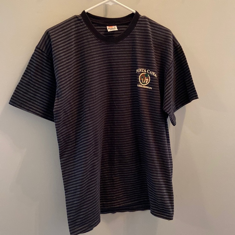 Black and grey stripped Punts Cana tshirt